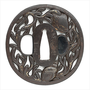 珍品　甲冑師？鉄打出し　茶合　花菱紋　武家好み（日本刀装具目貫煎茶道茶托茶杓明珍 鍔 一覧 | 日本刀販売の葵美術